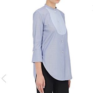 Helmut Lang Pinstriped Bib Shirt Sz S Cotton Classic Preppy Blue